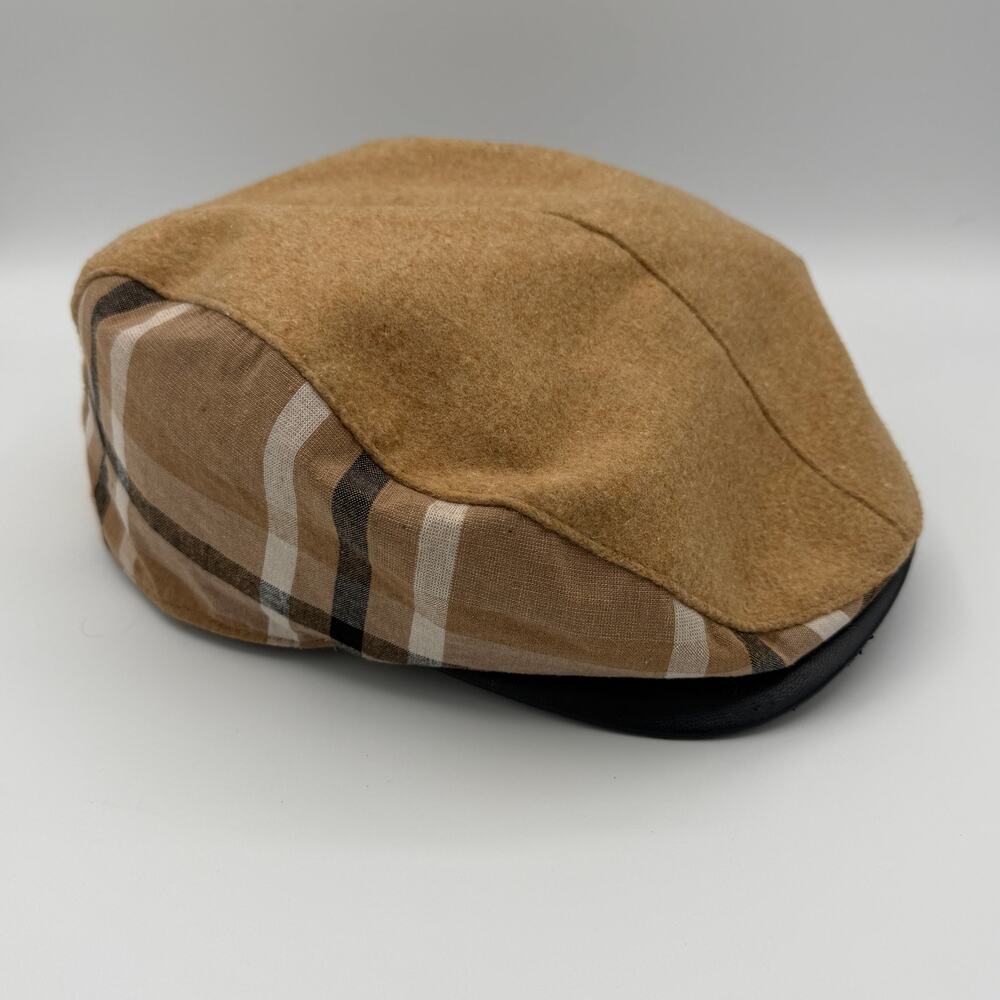 Stacy Adams Plaid Colorblock Ivy Flat Cap Tan Brown‎ Driving Newsboy Hat